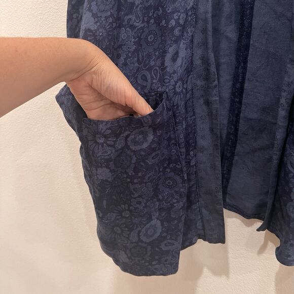 America Eagle Outfitters Blue Floral Linen Kimono One Size cardigan sweater top - Picture 4 of 8